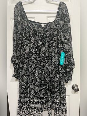 The Pioneer Woman Black and White Floral Mini Dress